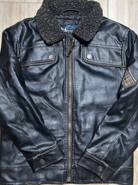 Hemisphere Brown Faux Leather Boys Faux Leather Jacket - Boys Size 7
